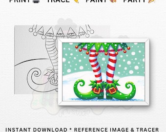 Paint Party Templates: Elf Shoes Stencil, Color Reference (Digital Download)