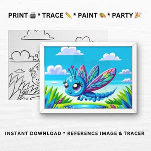 Libélula / Plantillas para fiestas de pintura / Hazlo tú mismo para fiestas de pintura, Kits de pintura / Pinta y bebe / Imprimible, Archivo digital