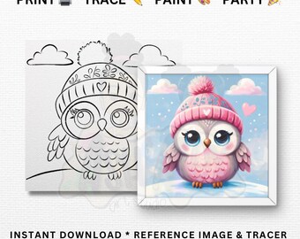 Owl Paint Party Template: Printable Stencil, Color Reference (Digital Download)
