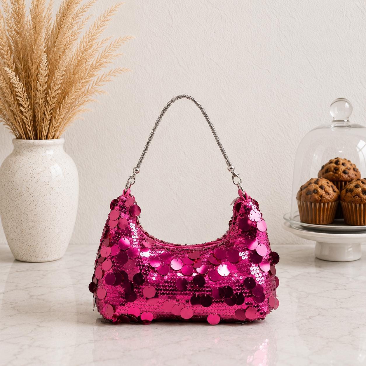 rare y2k vintage pink sequin/pailette beaded shoulder bag Vintage Y2k Paillette Beaded Mini Bag - Etsy main image 2