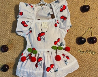 Cherry Dress for Furry Friends - Elegant and Chic Dog Clothes for Weddings and Summer Events, elegant Dog dress, summer dog dresses
