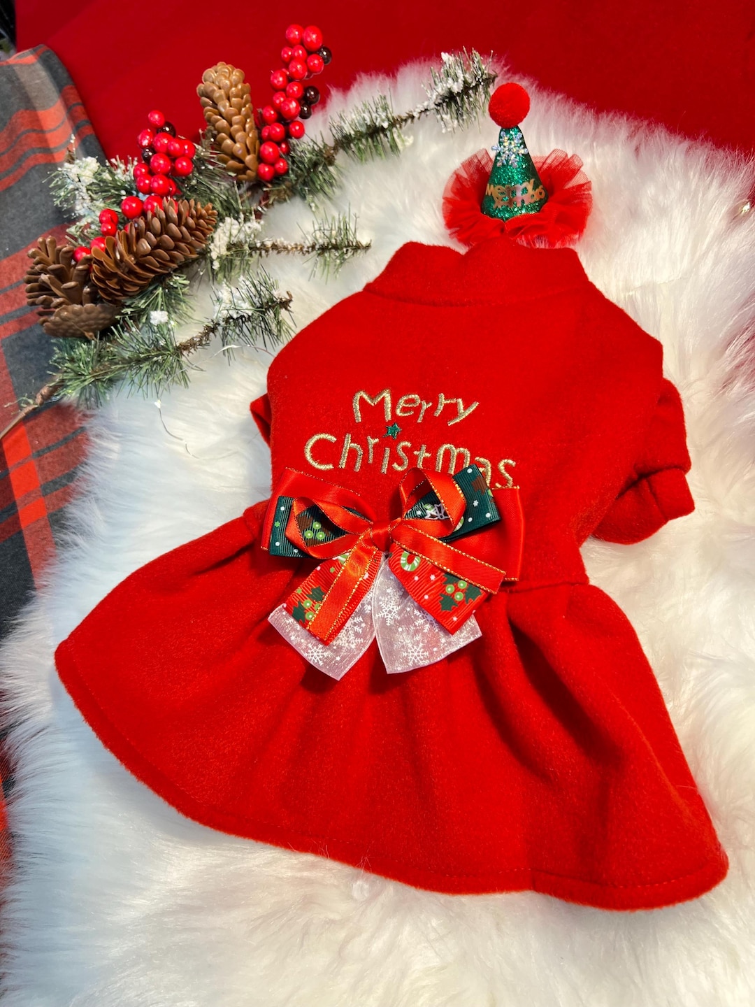 Dogs in Santa Hats Shorter Fit & Flare Dress main image 0