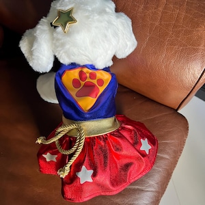 Pet Super Woman Costume - Cute Halloween Costume for Cats and Dogs, dog clothes, pet clothing, pet costume party, dog Halloween outfit