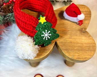 Deck the Paws! Christmas Scarf for Pets with Cute Clip-On Hat, Christmas present, holiday pet outfit, cute pet accessory, pet scarf,