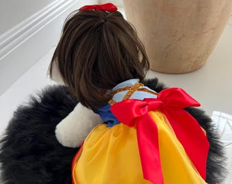 Pet Halloween Costume: Snow White Dog Dress with Matching Wig - Handcrafted Beauty, pet costume party, dog Halloween outfit, dog costume