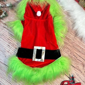 Whimsical Grinch Pet Cape for Holiday Cheer, Christmas tree Dog costume, festive holiday photo prop Santa tree costume, Dog Christmas gift