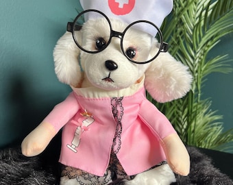 Adorable Dog doctor Halloween Costume with Stylish Glasses, pet costume, dog Halloween dress, dog Halloween costume, pet cosplay outfit