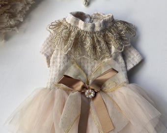 Tulle & Lace Dog Dress: Satin Bow, Matching Choker
