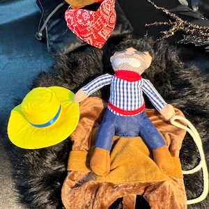 Western Dog Rider Costume - Halloween Pet Outfit,  dog costume, cowboy dog costume, pat costume, dog outfit, western pad attire, Dog set