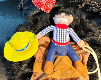 Western Dog Rider Costume - Halloween Pet Outfit,  dog costume, cowboy dog costume, pat costume, dog outfit, western pad attire, Dog set