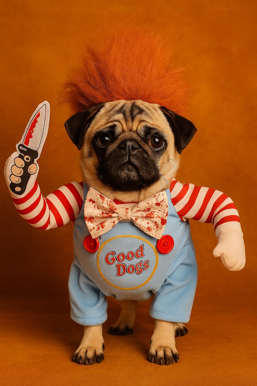 Creepy Chucky Dog Costume for Halloween Funny Scary Pet Outfit - Main Image
