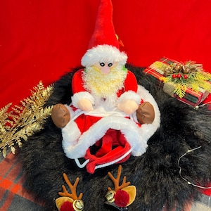 Festive Santa Cape and Reindeer Horns Dog Costume Set, Dress for pets, small dog clothes, Christmas dress for dog, Christmas dog outfit