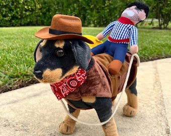 Dog Western Rider Halloween Dress-up Set, cowboy dog costume, pat costume, dog outfit, western pad attire, Dog set outfit, Halloween pat