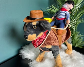 Cowboy Canine Halloween Costume with Rider,  dog costume, cowboy dog costume, pat costume, dog outfit, western pad attire, Dog costume set