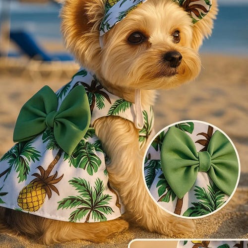 Tropical Dog Dress & Sun Hat Set  Hawaiian Summer Outfit for Small Dogs,  Beach Pet Clothes, Luau Dog Costume, Fancy Dog Dress - Etsy