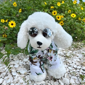 Dog Beachwear Combo, Hawaiian Dog Shirt with sunglasses ,Tropical Pet Outfit for Summer, Beach Days & Photoshoots