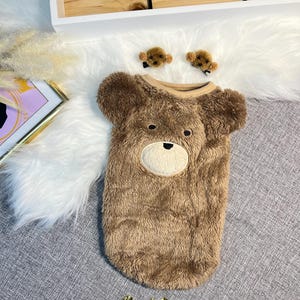 Snuggly Dog Sweater with Adorable Bear Clips | Perfect for Cold Days, winter warm puppy sweater for dogs, cosy pet clothes, dog sweater