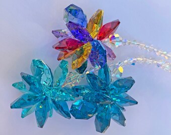 11” Long Beautiful Cluster Butterfly or Star Swarovski Crystal Rainbow Suncatchers to Hang in Your Home, Crystal Rearview Mirror Car Charm