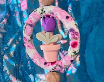 Mothers Garden Silicone Bead Car Charm, Suncatcher, Moms Garden, Mothers Day Gift, Tulip Garden, Tulips, Spring, Mom, Flower Garden