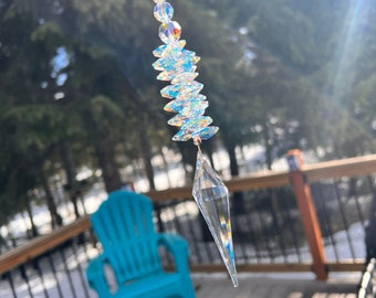 Large Super Sparkly Crystal AB Swarovski Crystal Home Style Suncatcher, Suncatcher Long and Beautiful, Home Decor, Great Git, Rainbows