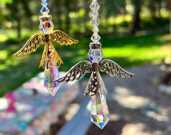 Choose Length, Angel Winged Crystal Rainbow Suncatcher for Rearview Mirror Car or Home Decor, Angel Wings, Guardian Angel Sun Catcher, Gift