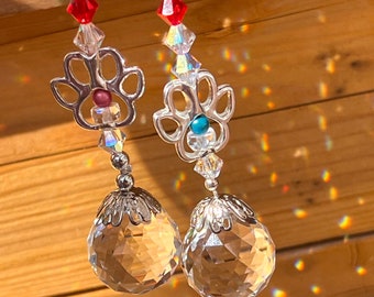 Pet Memorial/Memory Rainbow Bridge Pet Loss Suncatcher, Swarovski Crystals Sun Catcher/Suncatcher, Dog/Cat Hanging Car Charm Window Crystal