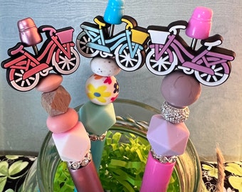 Chunky Silicone Bead Bicycle Pens, Teacher Pens, Office Pen, Journal Pens, Small Gift, Mothers Day Gift, Birthday Gift, Beaded Pens, Pen,