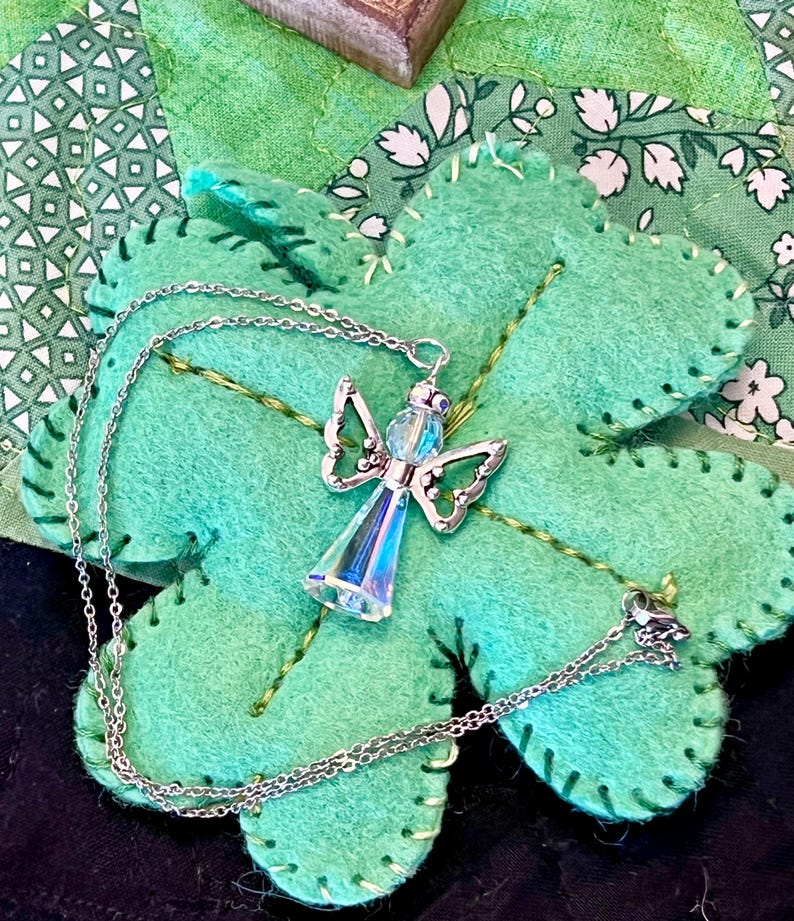 Angel Swarovski Crystal Necklace, 4 Colors, Many Wing & Chain Styles Crystal AB Angel