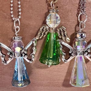 Angel Swarovski Crystal Necklace, 4 Colors, Many Wing & Chain Styles image 8