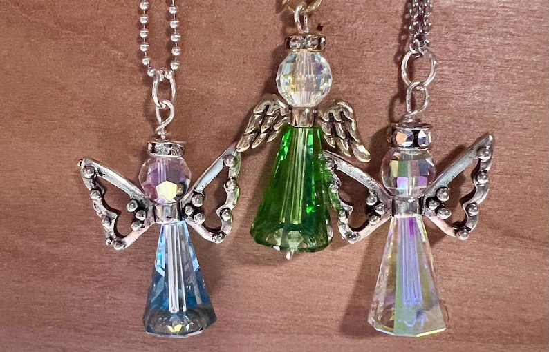 Angel Swarovski Crystal Necklace, 4 Colors, Many Wing & Chain Styles image 8