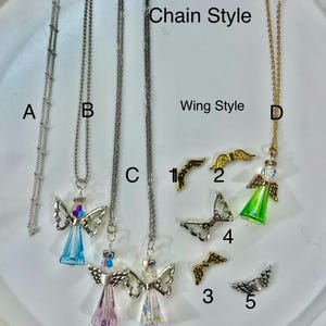 Angel Swarovski Crystal Necklace, 4 Colors, Many Wing & Chain Styles image 18
