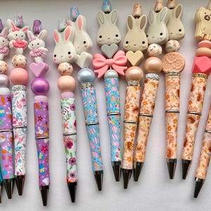 Bunny and Bears Beaded Pens, Cute Bunnies, Ballerina Bunny, Easter Basket Gift, Journal Pens, Planner Pen, Party Favors, Basket Filler