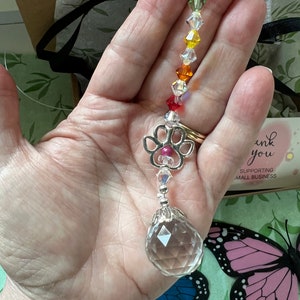 Pet Memorial/Memory Rainbow Bridge Pet Loss Suncatcher, Swarovski Crystals Sun Catcher/Suncatcher, Dog/Cat Hanging Car Charm Window Crystal image 5