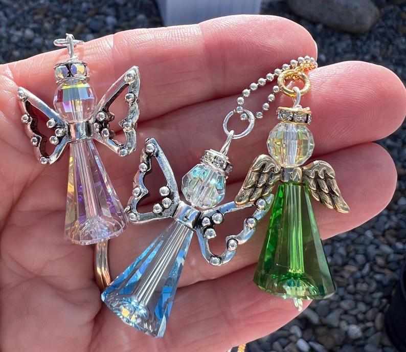 Angel Swarovski Crystal Necklace, 4 Colors, Many Wing & Chain Styles image 7