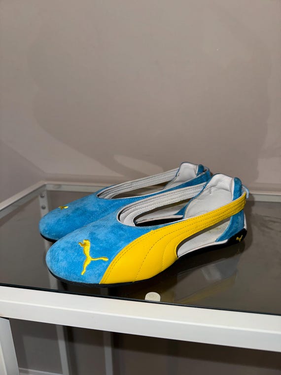 Puma Blue Yellow Speedcat Sandals Balerine Shoes Vintage 00s Y2k