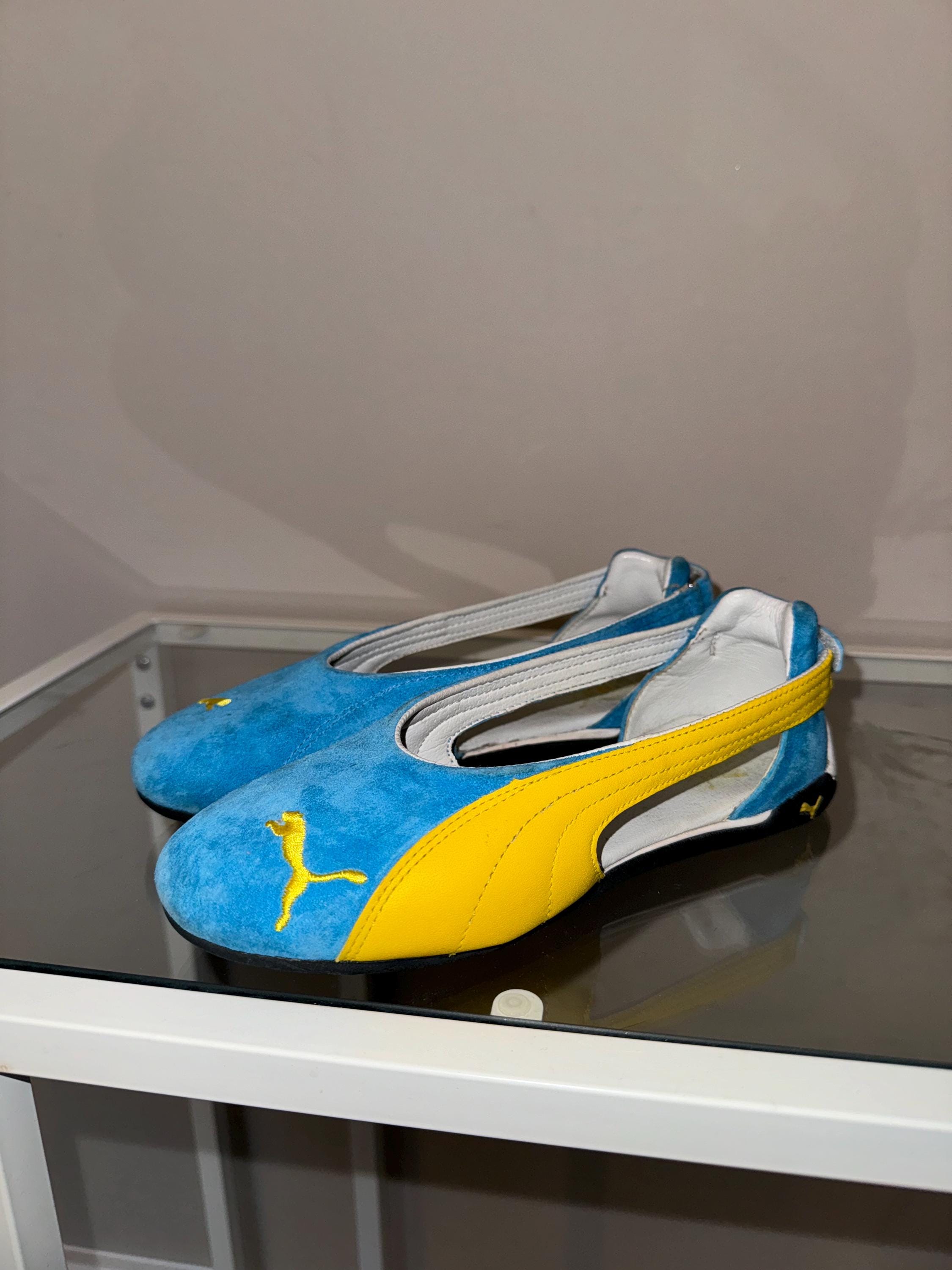 Puma Blue Yellow Speedcat Sandals Balerine Shoes Vintage 00s Y2k