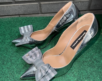 Giancarlo Paoli silver heels rare luxury made in Italy heels obcasy Size 37