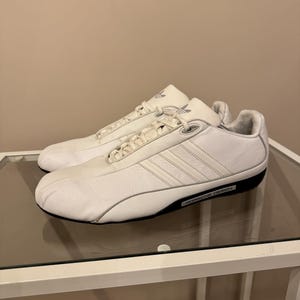 adidas gazelle silver green womens Porsche Design Athletic III Leather Sneaker Shoe - White VaPour/White