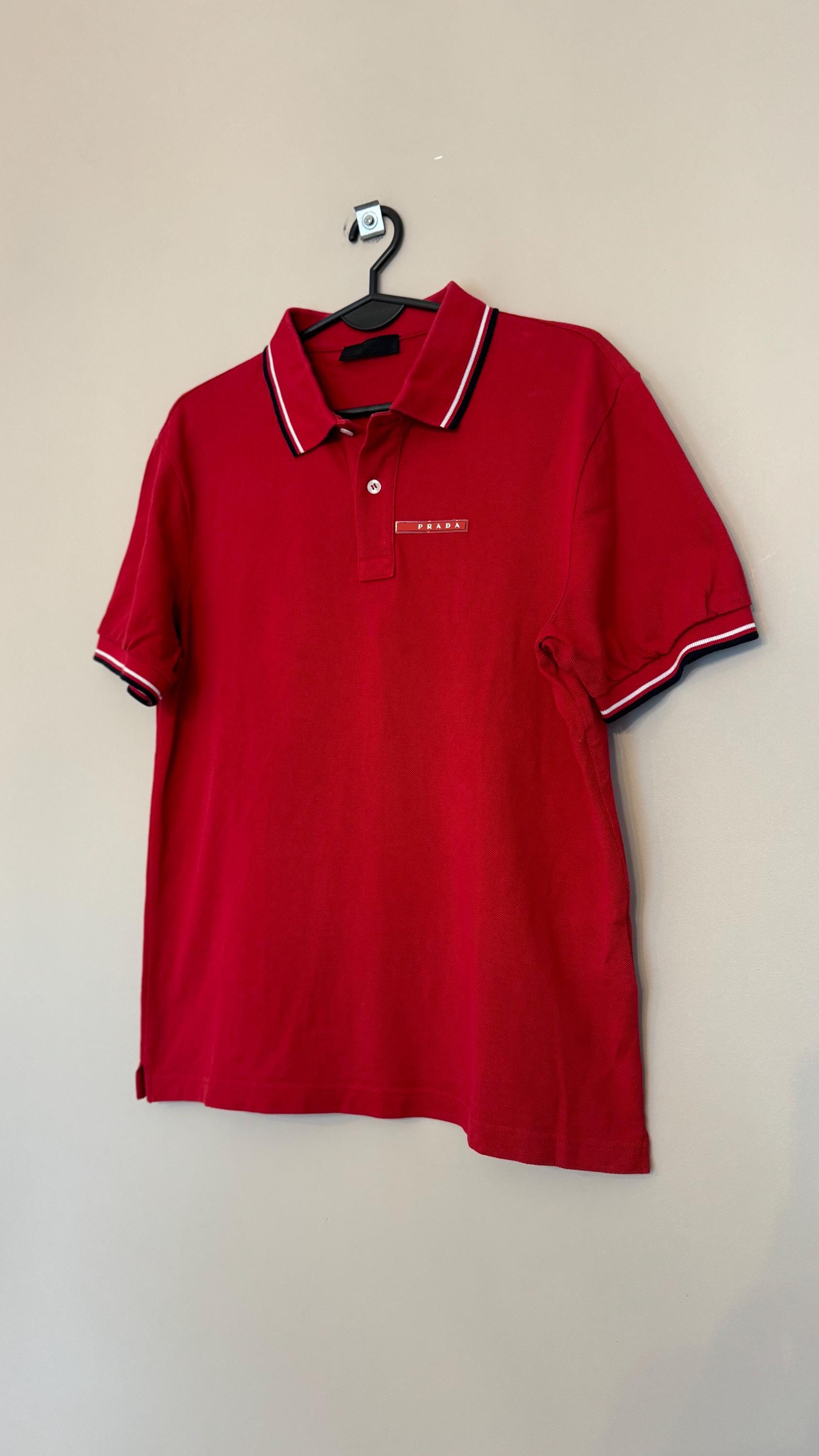 Prada Red Tab Classic Polo Rare Luxury Vintage Size M - Etsy