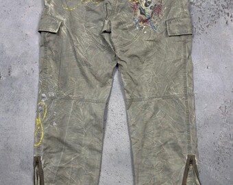 Ed Hardy cargo pants zip multi pocket vintage Audigier