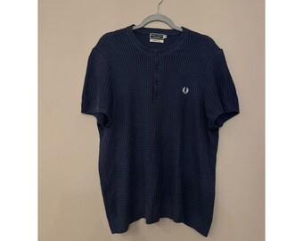 Fred Perry vintage stickad skjorta tillverkad i Italien från 90-talet