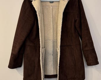 Ralph Lauren Brun fårskinnskappa jacka vintage sällsynt 90-tal