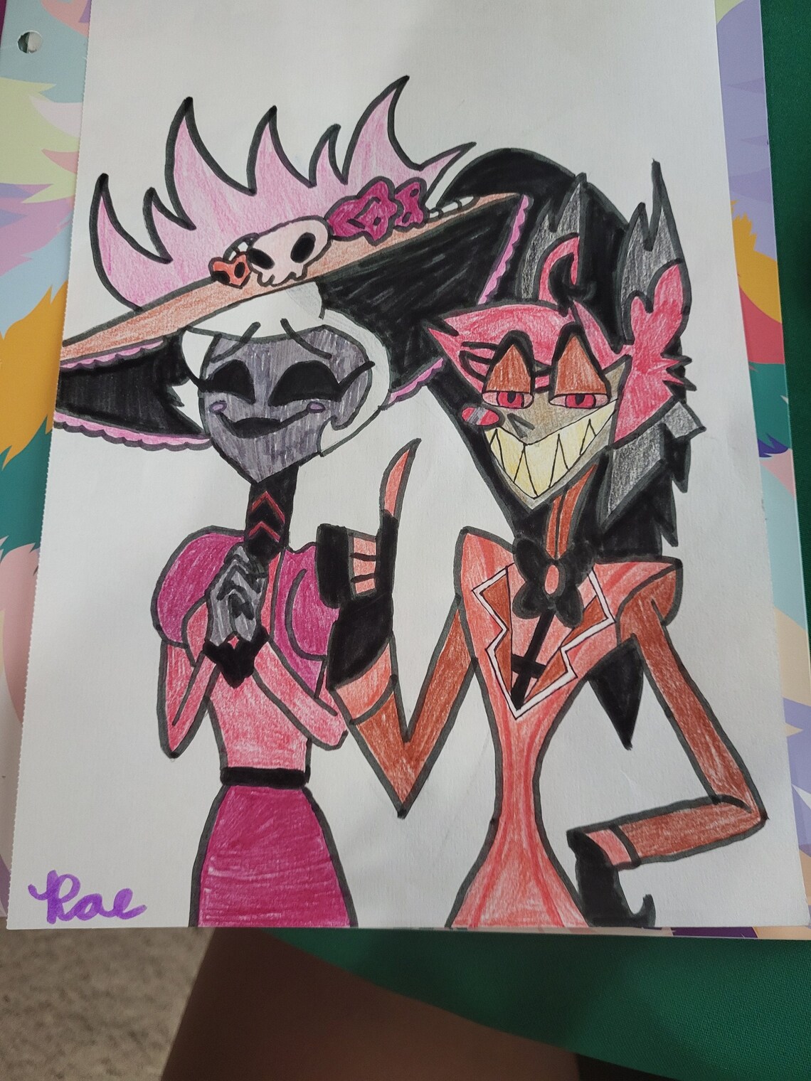 Rosie and Alastor Hazbin Hotel Colored Pencil/marker Drawing - Etsy