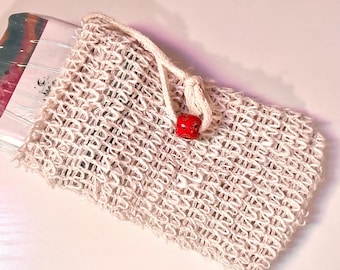 Bolsa de jabón de sisal orgánico, protector de jabón exfoliante natural