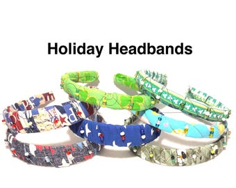 Holiday Fabric Headbands, Braided Stretchy and Classic Style Hairbands, Hair Accessories