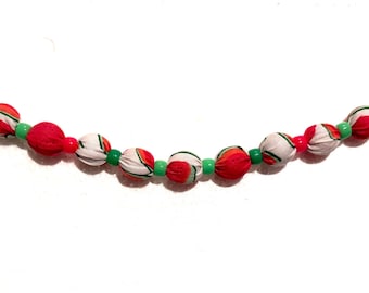 Watermelon Fabric Necklace, Summer Statement Jewelry, Novelty Fruit Choker, Tropical Accessory