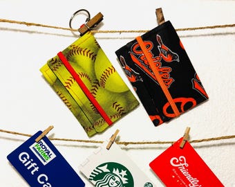 Baseball/Softball Fabric Mini Wallet | MLB Team Logos | 1 Pocket Keychain Card Holder