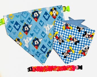 Mickey Mouse or Care Bears Pet Neckwear | Handmade Bandanas Scarves & Scrunchies | Pet Accessories