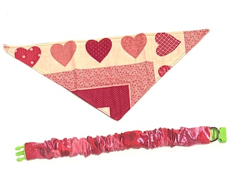 Valentine’s Heart Bandana and Scrunchie Collar Cover | Sweetheart Pet Neckwear for Dogs and Cats