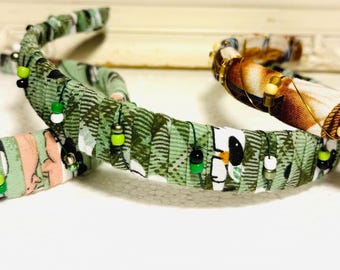 Handmade Animal Print Headband: Glass Beaded 1" Classic Style